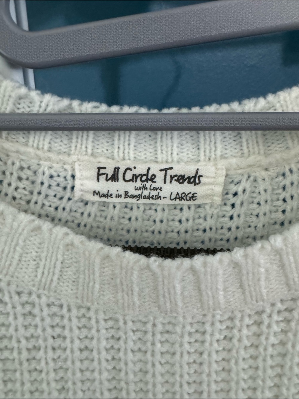 Full Circle Threads Cream Twist-Front Crewneck Sweater - Picture 3 of 4